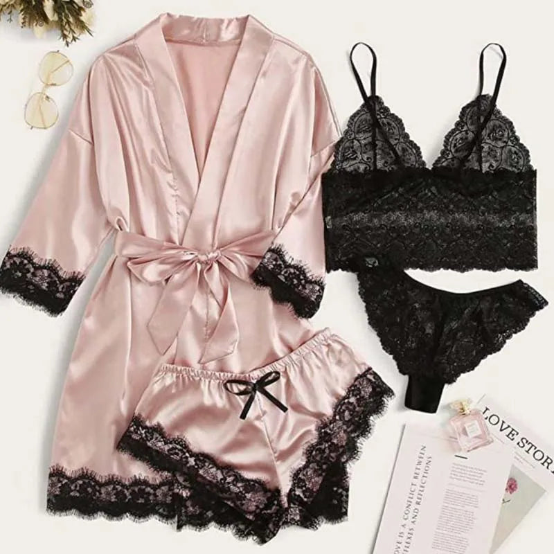 4 Pieces Sexy Sleepwear