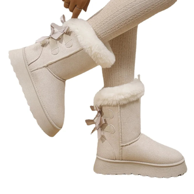 Non-slip Platform Plush Barrel Boots