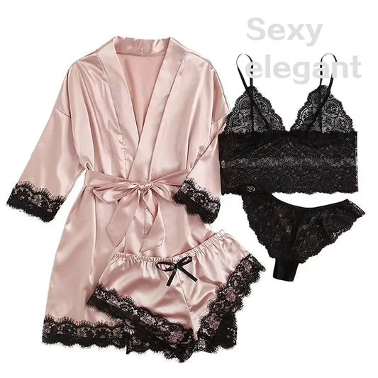 4 Pieces Sexy Sleepwear