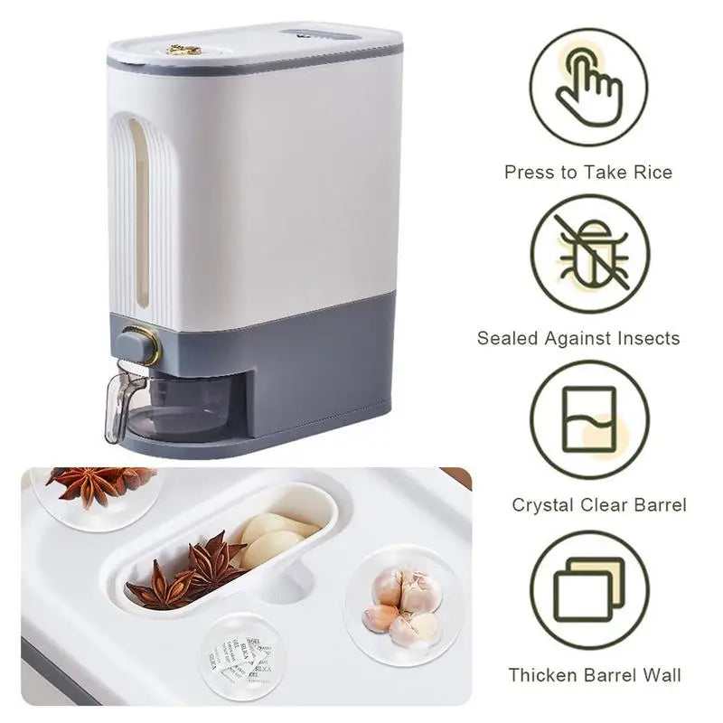 Rice Dispenser Leakproof Storage Tank With Measuring Cup