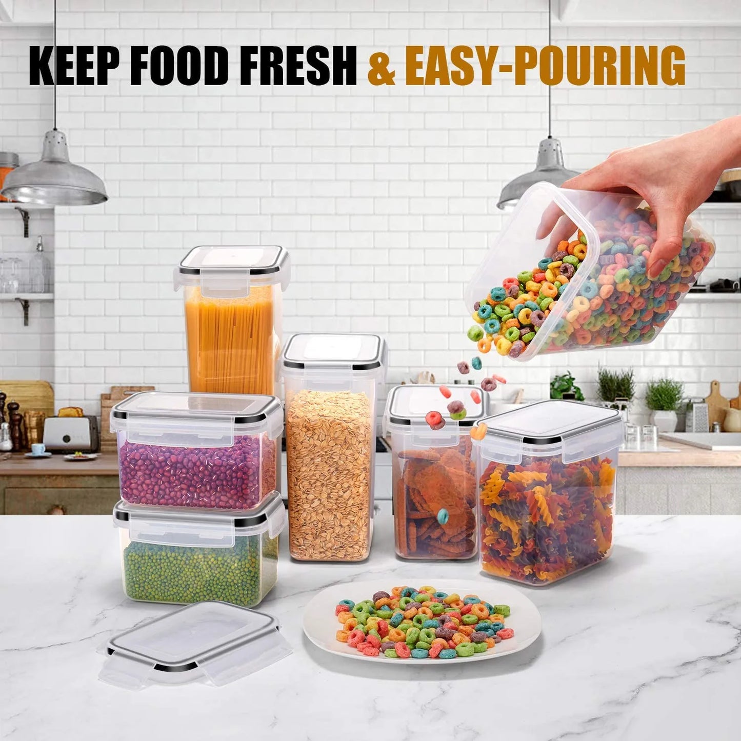 7pcs Food Containers Set With 10 stickers and Pen