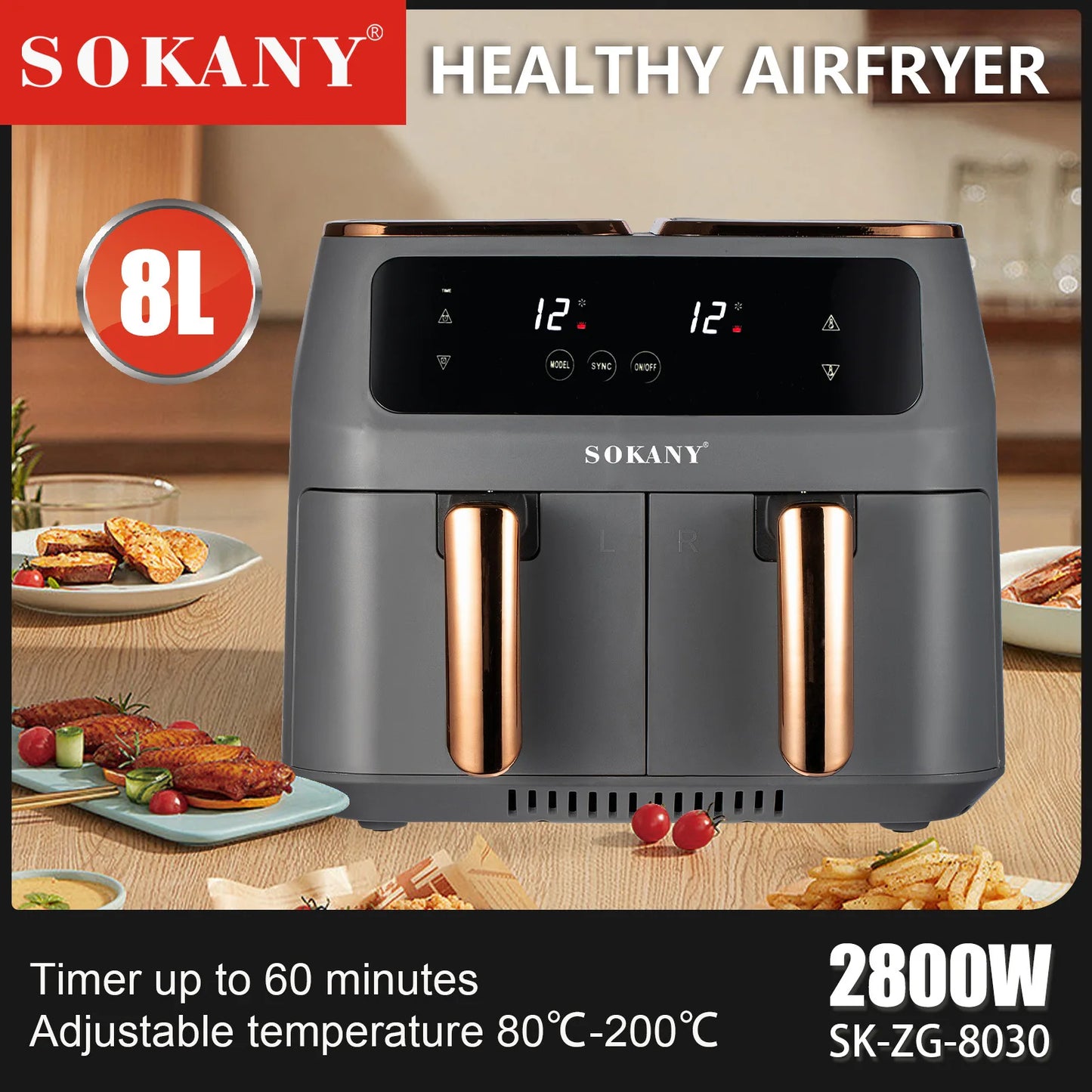 Multifunctional Automatic Air Fryer - Double-pot